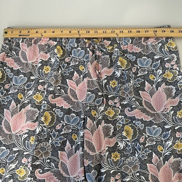 Loft Pull on Pants Size XL Floral Straigth Leg Pockets - Picture 7 of 11
